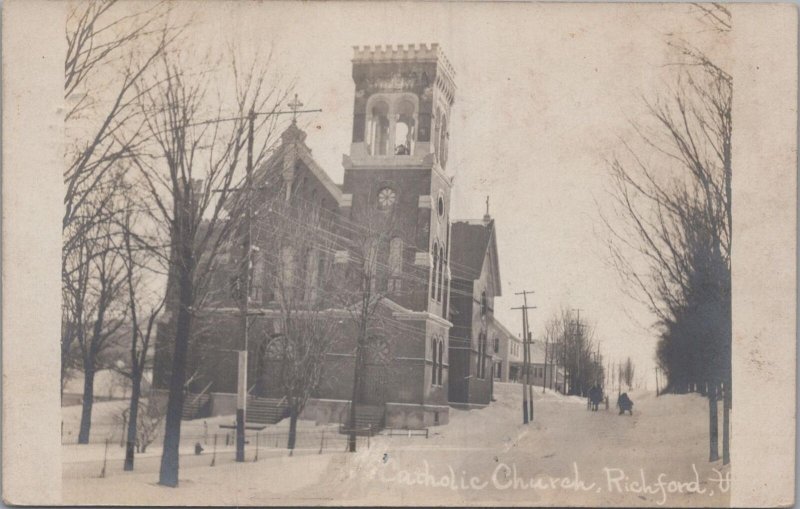 RPPC Postcard Catholic Church Richford VT