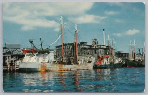 Ship~On Of New England's Fishing Fleets At Home Port~Vintage Postcard 