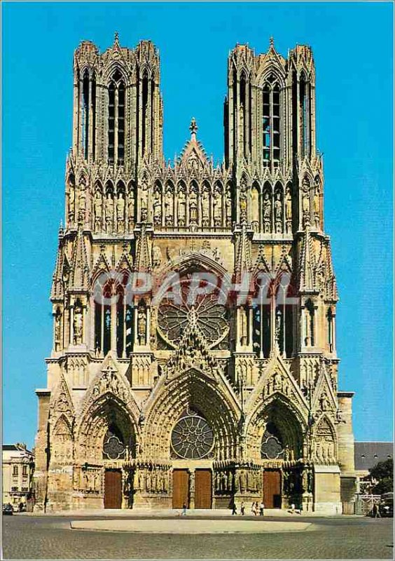 Modern Postcard Reims Cathedral Facade of the thirteenth century