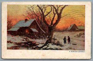 Postcard c1908 A Winter Sunset by W. R. Hearst CDS Cancel Beatrice California