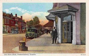 Old Slave Block Fredericksburg Virginia 1930s linen postcard