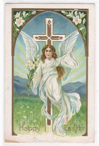 Angel Easter Greeting 1910c embossed postcard