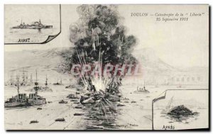 Old Postcard Bateau Toulon disaster Liberte