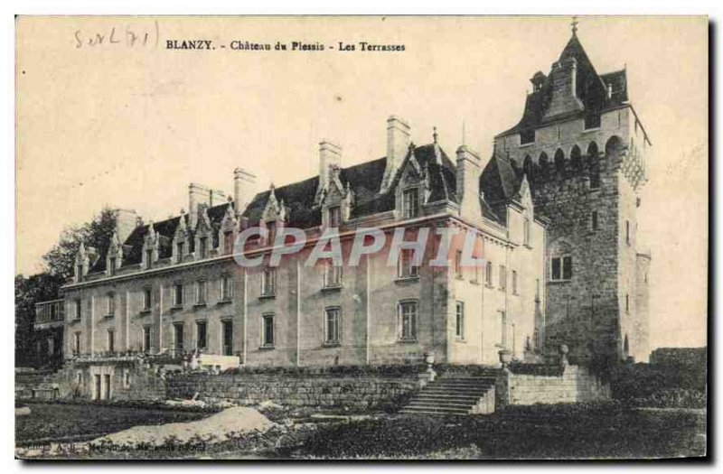 Postcard Old Chateau du Plessis Blanzy Les Terrasses