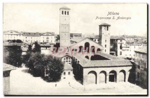 Old Postcard Milano Panorama S Ambrogio