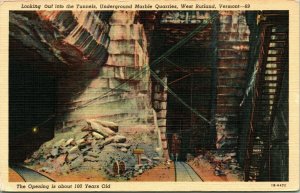 West Rutland Vermont VT Underground Marble Quarries UNP Vtg Linen Postcard T10