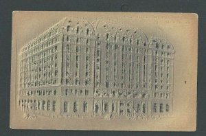 Ca 1906 Post Card NYC The Astor Hotel Lt Blue W/Glitter Airbrushed Embossed