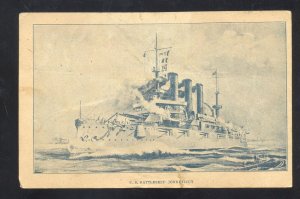 U.S. NAVY BATTLESHIP USS CONNECTICUT MILITARY SHIP 1908 VINTAGE POSTCARD