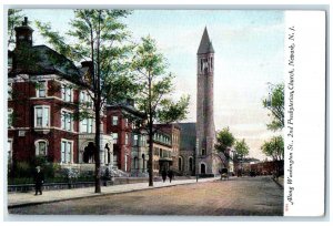 c1905 Along Washington St. 2nd Presbyterian Church Newark New Jersey NJ Postcard