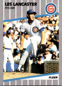 1989 Fleer Baseball Card Les Lancaster Chicago Cubs sk10633