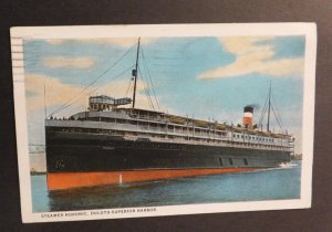 1926 Ship Postcard Cover From Duluth MI to Baltimore MD Depicts Steamer Noronic