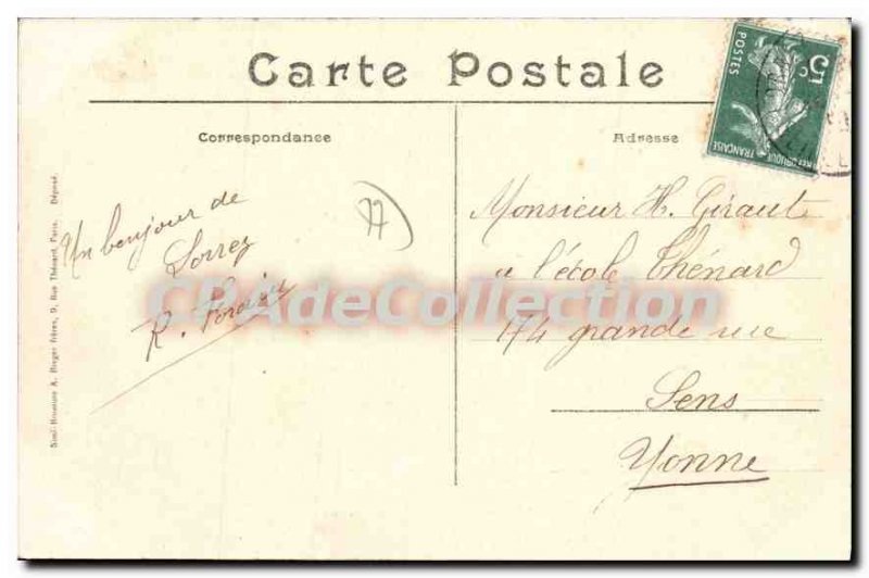 Postcard Old Lorrez Bocage the castle of Count de Segur Court of Honor bridge