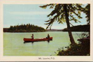Mt. Laurier Quebec QC Que Lake Red Canoe Unused Postcard D71