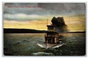 Steamer Flyer Lake Couer D'Alene Idaho ID 1908 DB Postcard P19