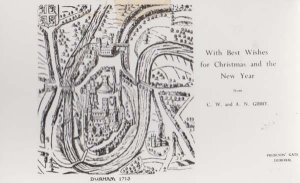 Prebends Gate Durham Castle Private Christmas Greetings Medieval Map Postcard