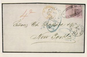 Dominican Republic 1868 New York USA First Day Cover Postcard