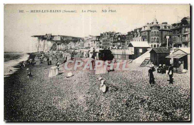 Old Postcard Mers Les Bains Somme Beach