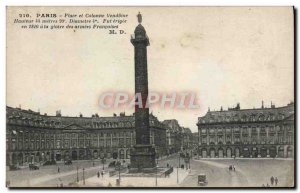 Old Postcard Paris Place and Vendome Column