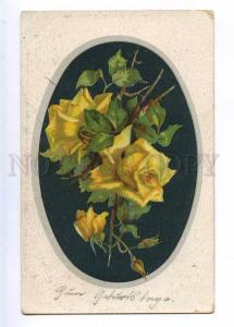 190133 Yellow ROSES by C. KLEIN Vintage LITHO Rare postcard