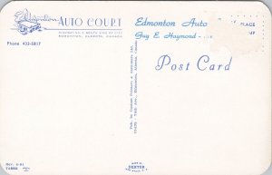 Edmonton Auto Court Edmonton Alberta AB Automobile Vintage Postcard H33