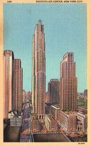 Vintage Postcard Rockefeller Center Building Skyscraper Tower New York City NYC