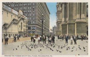 Feeding The Pigeons on City Hall Plaza PA Philadelphia USA Postcard