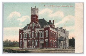 Junction City Kansas City Hall & Opera House c1909 Postmark