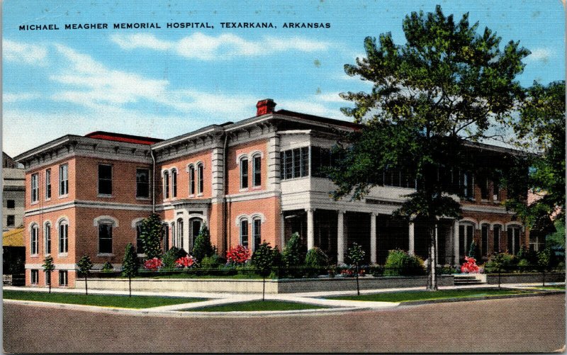 Vtg Michael Meagher Memorial Hospital Texarkana Arkansas AR Linen Postcard