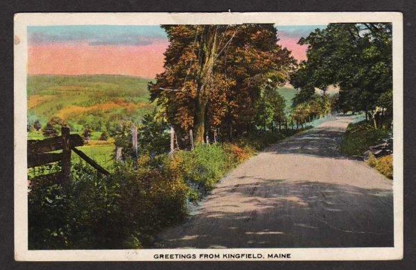 ME Greetings from KINGFIELD MAINE Postcard PC