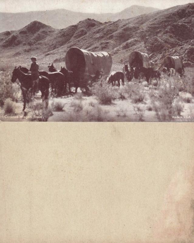 COVERED WAGON TRAIN ANTIQUE PENNY CARD