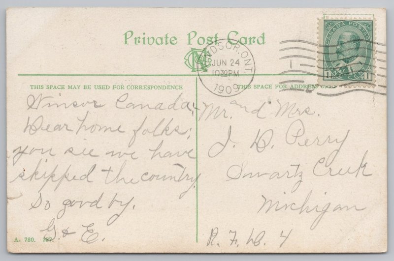 Foreign~Partial View~Presbyterian Church~Windsor Canada~PM 1909~#A730~Postcard