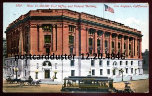 h2662 - LOS ANGELES California Postcard 1912 Post Office. Tram