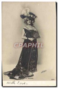 Postcard Old Female Fan Fantasy Miss Evie Greene