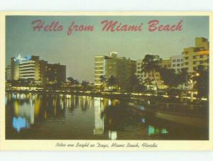 Pre-1980 ALGIERS & TRAYMORE HOTEL AT NIGHT Miami Beach Florida FL HQ1009