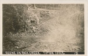 RPPC Scene on Rock Creek - Tipton, Cedar County, Iowa - KRUXO RPPC