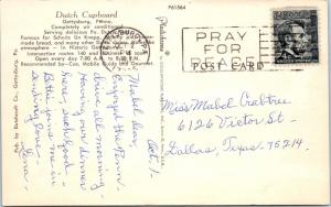 GETTYSBURG, PA Pennsylvania  DUTCH CUPBOARD Restaurant 1967 Roadside  Postcard