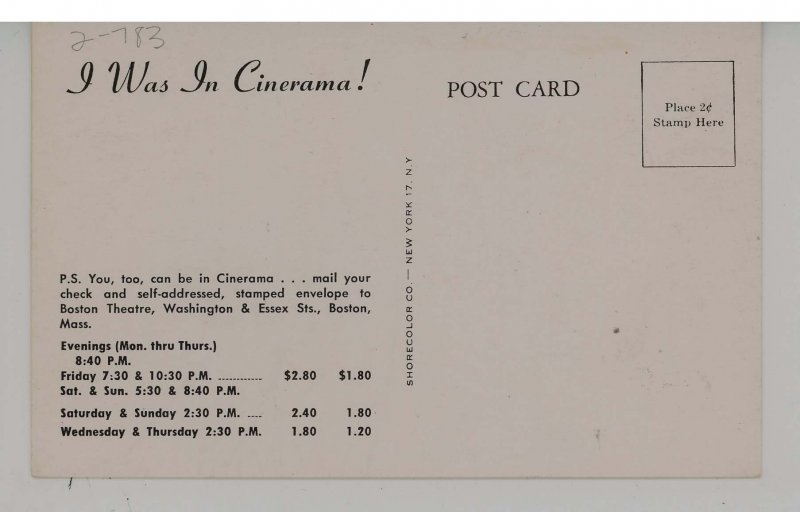 Cinerama! Boston Theatre, Advertisement