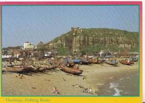Sussex Postcard - Hastings, Fishing Boats and East Hill. Posted TZ8351