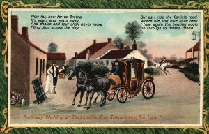 Vintage Postcard Runaway Wedding At Blacksmith Shop Gretna Green Carriage