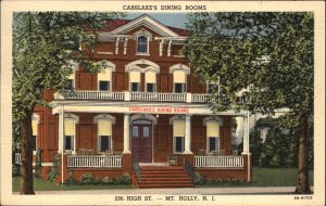 Mt Mount Holly New Jersey NJ Carslake's Dining Rooms Vintage Postcard