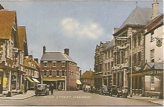 High Street Oakham Valentine & Sons LTD Vintage Postcards Street Scene Collo Col