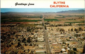 Vtg Greetings From Blythe California CA Palo Verde Valley Aeria View Postcard