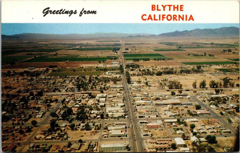 Vtg Greetings From Blythe California CA Palo Verde Valley Aeria View Postcard