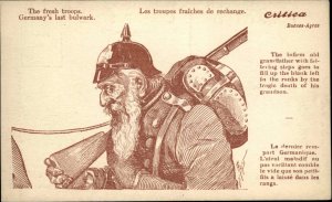 Anti German Satire Propagsnda Old Man Uniform Helmet Gun WWI Postcard