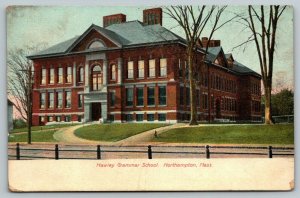 Northampton Massachusetts~Hawley Grammar School~Fence Along Road~c1905 Postcard 