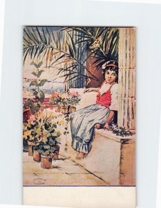 Postcard Italian Flower Girl, Italy