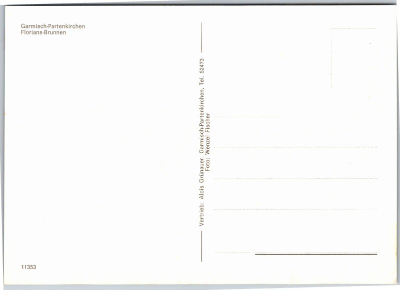 Postcard Germany Garmisch-Partenkirchen Florian's Fountain