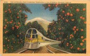 California Orange Longshaw 1949 Streamliner Railroad Train Postcard 22-3797