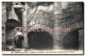 Postcard Old Clisson Loire Inf Interieur du Chateau Les Fireplaces Kitchens