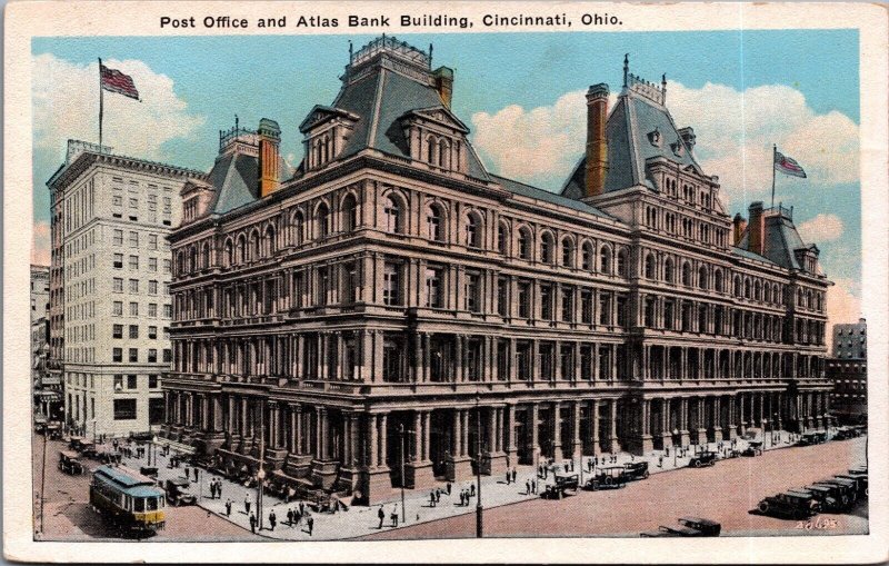 Post Office and Atlas Bank Building Cincinnati Ohio Vintage Postcard C074